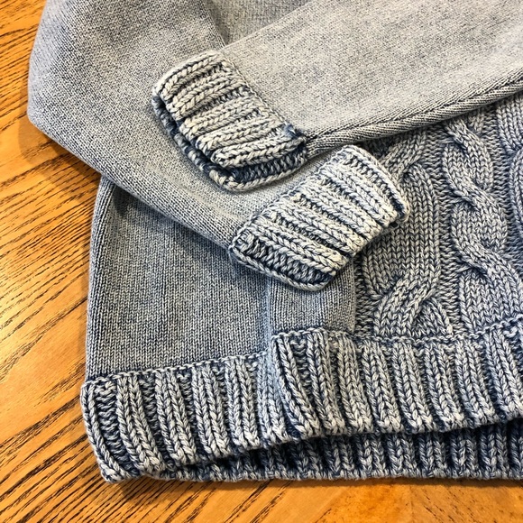 Blue Willi’s Cotton Fisherman Cable Knit Sweater Denmark Indigo Dyed Vintage - Picture 6 of 13